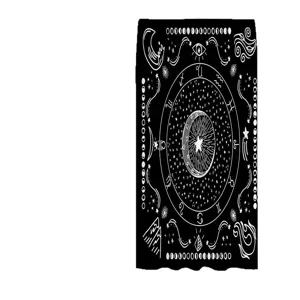 Black celestial tarot waterproof polyester shower curtain for bathroom modern home decor.