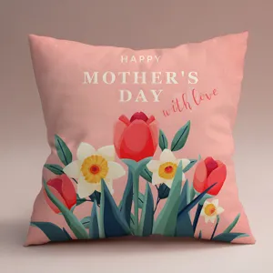 Funda de cojín cuadrada Día de la Madre funda de almohada floral para sofá oficina hogar