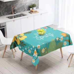 Mantel de mesa impermeable de poliéster con diseño floral primaveral para cocina hogar.