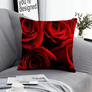 Fodera per cuscino con motivo a rose rosse per divano da soggiorno camera da letto decorazione.