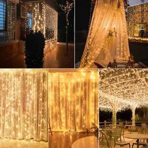 Catena luminosa LED solare per tende 3x3m impermeabile esterna per feste decorazioni
