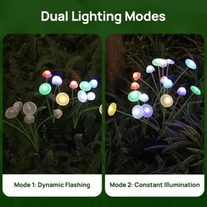 Outdoor solar mushroom lights, decorative LED garden lawn landscape lighting with dual modes.