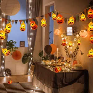LED φωτάκια Halloween με διπλή κολοκύθα για εσωτερική διακόσμηση πάρτι και φωτισμό