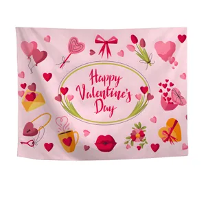 Valentine's Day tapestry wall hanging pink heart romantic bedroom backdrop home decor aesthetic
