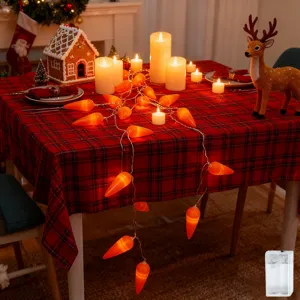 Guirnalda de luces LED de zanahoria para decoración de dormitorio de Pascua con caja de baterías.