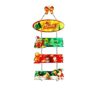 Guirlande lumineuse de porte de Noël suspendue, décoration de vacances imprimée UV 4-en-1.