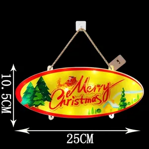 Targa porta LED di Natale lampada appesa decorazione festa festiva illuminata 25cm