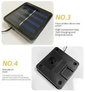 Panneau solaire de rechange en silicium polycristallin avec interrupteur pour éclairage.