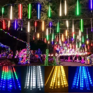 LED meteor shower light string, outdoor waterproof holiday decorative tube lights for trees.