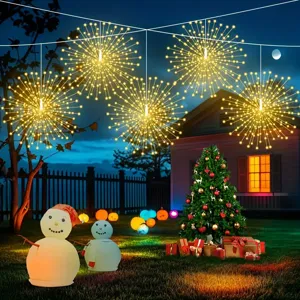 Solar powered firework string lights outdoor hanging starburst lights for party decor