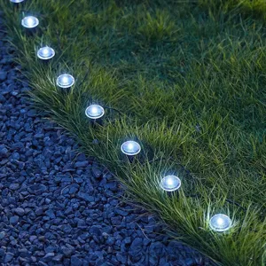 Solaire LED Sol Pelouse Lampes Jardin Allée Paysage Étanche Éclairage Décoratif Blanc
