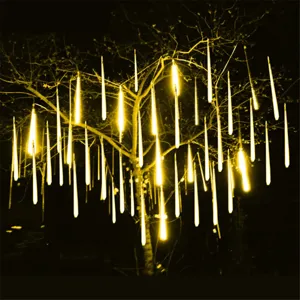 Waterproof LED meteor shower light strings, outdoor holiday hanging tree decorative lights.