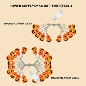 Halloween LED foteini girlanda kolokitha me mpataries 10LED 150cm 20LED diakosmisi.