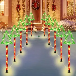 Guirlande lumineuse LED de Noël en forme de sapin avec piquet pour décoration extérieure.
