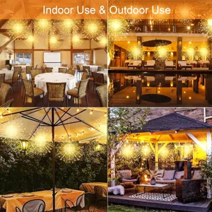 Solar firework copper wire lights detail view, ideal for indoor and outdoor festive decor.
