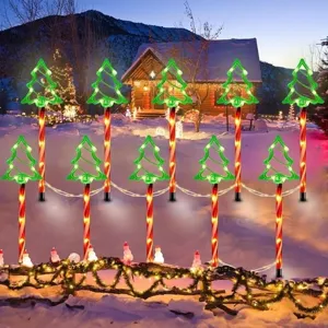 Lumieres de allee d'arbre de Noel LED exterieur cour piquet decorations jardin hiver fete