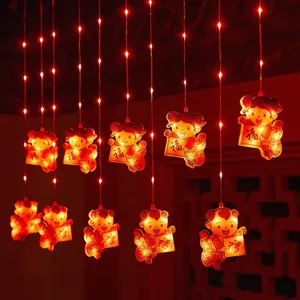 Chinese nieuwjaar LED gordijn string lichten rode hangende feestelijkelampen voor raam.