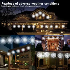 Solar firework lights outdoor copper wire dandelion string lights for holiday party garden decor