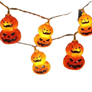 Φωτεινή γιρλάντα LED διπλή κολοκύθα Halloween, κρεμαστή διακόσμηση αυλής πάρτι τρόμου.