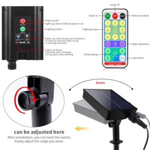 Catena luminosa LED solare da esterno impermeabile con telecomando decorazione giardino