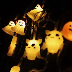 Φωτάκια LED Halloween με χαριτωμένα φαντάσματα και κολοκύθες, μπαταρίας για διακόσμηση.
