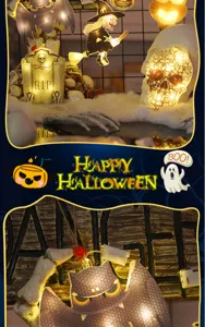 Φωτιστική γιρλάντα LED Halloween κολοκύθα κρανίο νυχτερίδα διακόσμηση πάρτι φωτισμού