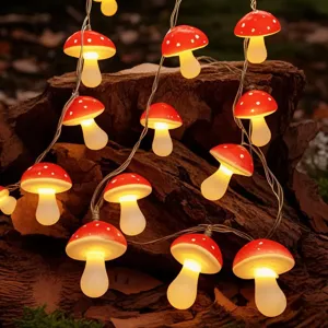 LED mushroom fairy lights string decorative warm lighting for holiday party bedroom