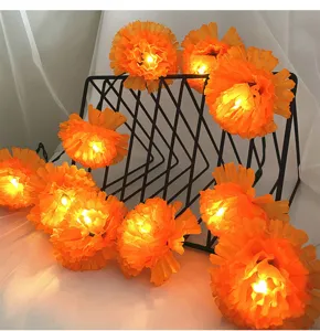 Solar LED flower string lights marigold dahlia decorative lighting for outdoor Halloween party