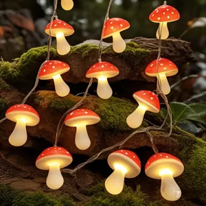 LED fairy lights cute mushroom string lights decorative lamps for bedroom party holiday decor