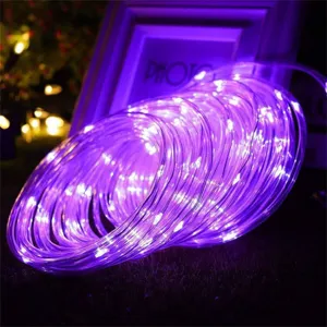 Violette LED Solar Schlauchlicht wasserdichte Outdoor Lichterkette fuer Garten Party Hochzeit.