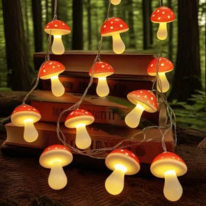 LED mushroom string lights decorative fairy lights cute night lights for bedroom room decor
