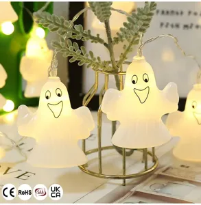 Catena luminosa Halloween LED fantasmino bianco caldo per decorazione d'interni