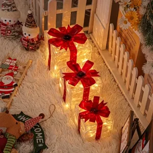 Weihnachten beleuchtete geschenkboxen set leuchtende geschenkbox dekoration für festliche heimdeko