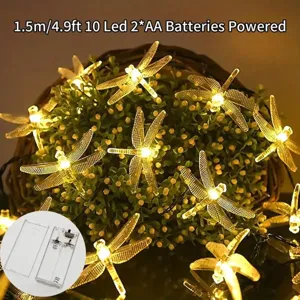 LED libel lichtketting detail weergave, 1.5m 10 LEDs warm wit werkt op batterijen tuindecoratie.