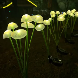 Solar mushroom garden stake lights outdoor waterproof LED landscape lawn decor warm glow