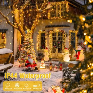 Catena luminosa LED impermeabile con 8 modalità per decorazione festa di Natale all'aperto.
