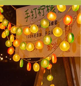 LED Zitronen Lichterkette fur Sommernacht Markt Party Deko, warme Obst Feenlichter.