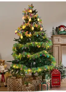 Easter egg decorative string lights with colorful tinsel ribbon for holiday party