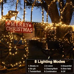 Catena luminosa LED di Natale con filo verde, 8 modalità di illuminazione per decorazioni.