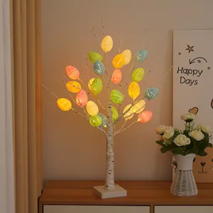 LED Easter Egg Tree Light Holiday Home Decor Indoor Party Glowing Tree Warm Lighting Festive Ornament