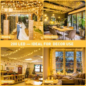 200 LED Lichterkette USB warmweisse Feenlichter fuer Zimmer Party Fenster Dekoration Beleuchtung.
