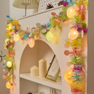 Festive Easter Egg Valentine Heart St Patrick Clover Tinsel Garland LED String Lights Battery Operated Party Home Decor
