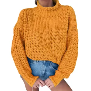 Lässiger Strickpullover mit Rollkragen für Damen, ideal für kalte Herbst- und Wintertage.