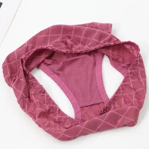 Women breathable plaid briefs comfortable pink underwear casual daily wear intimate apparel items