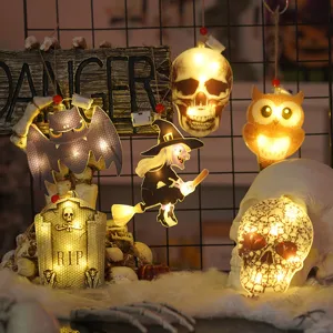 Σετ κρεμαστών φώτων LED Halloween, τρομακτική διακόσμηση κρανίου νυχτερίδας.