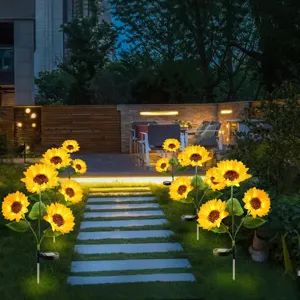 Solar Sunflower Garden Stake Light Outdoor Waterproof LED Landscape Decor for Yard Lawn Pathway