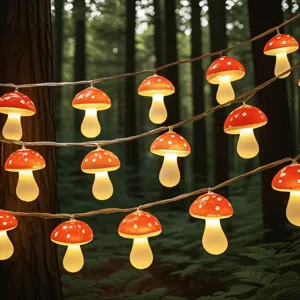 LED mushroom string lights fairy lights decorative outdoor lighting for garden holiday party decor