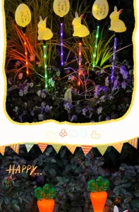 Luci solari LED da giardino di Pasqua uova conigli decorative luminose per esterno