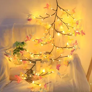 Luce LED albero farfalla vite ramo flessibile stringa luminosa per decorazione stanza romantica