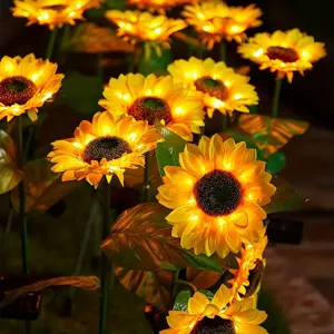 Solar sunflower garden stake lights waterproof outdoor decorative LED yard lawn landscape lighting